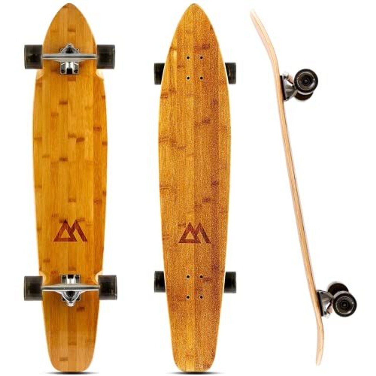 Magneto 44-inch Kicktail Cruiser Longboard Skateboard - Bamboo & Canadian Maple Deck - Ideal for Commuting, Cruising, Carving, Downhill Riding - Suitable for Adults, Teens & Kids (Black)